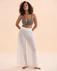 Pantalon jambe large en crochet