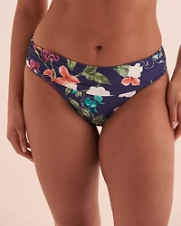 Bas de bikini aux hanches bande taille pliée Floral Fantasy