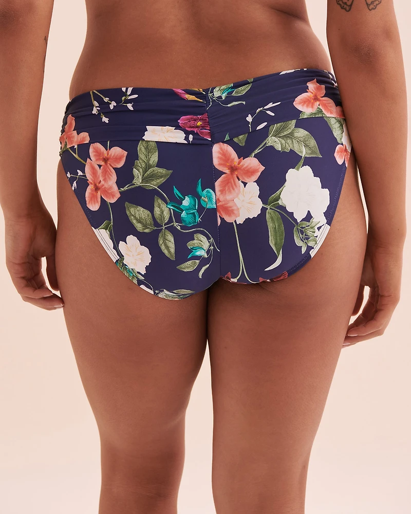 Bas de bikini aux hanches bande taille pliée Floral Fantasy