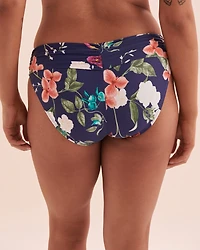 Bas de bikini aux hanches bande taille pliée Floral Fantasy