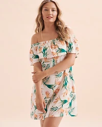 Tropical Off the Shoulder Short Dress