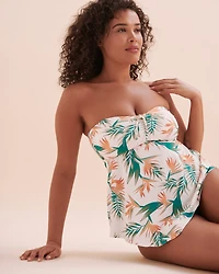 Tropical Paradise D Cup Pointed Hem Bandeau Tankini Top