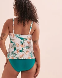 Tropical Paradise D Cup Pointed Hem Bandeau Tankini Top