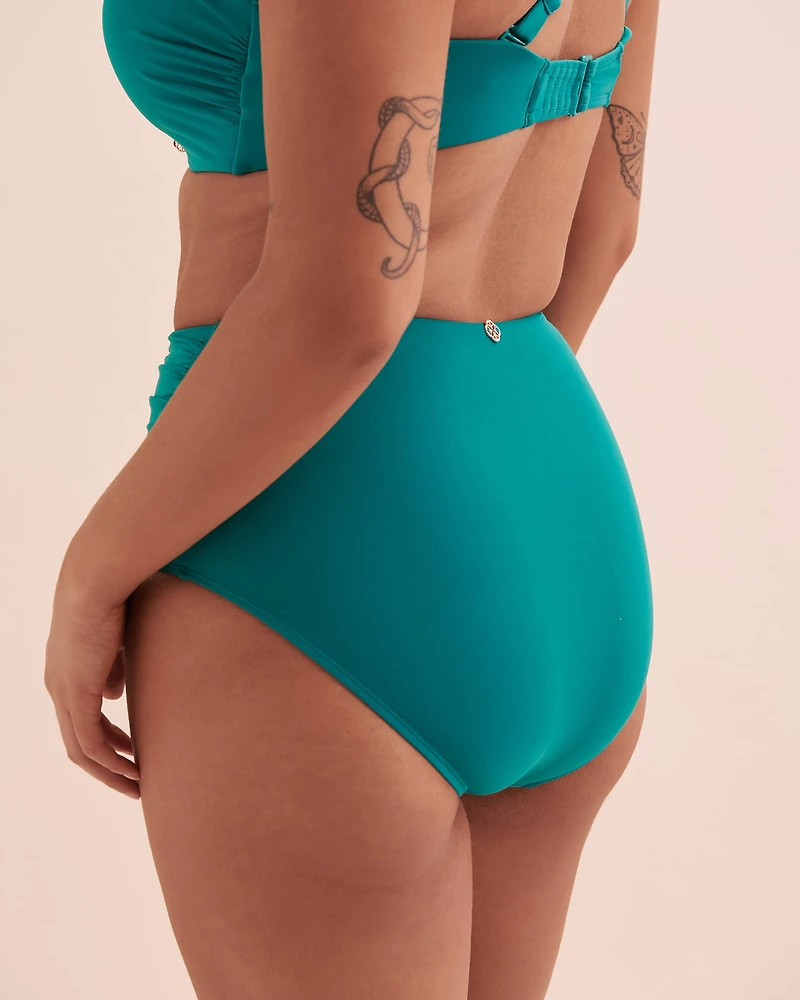 Bas de bikini taille haute plissée Blue Paradise