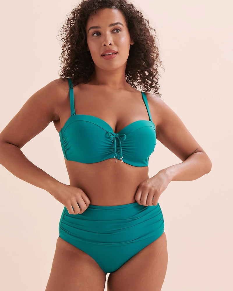 Bas de bikini taille haute plissée Blue Paradise