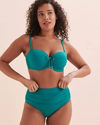 Bas de bikini taille haute plissée Blue Paradise