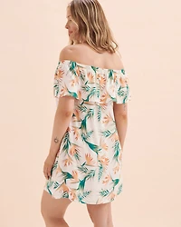 Robe courte tropicale à épaules dénudées