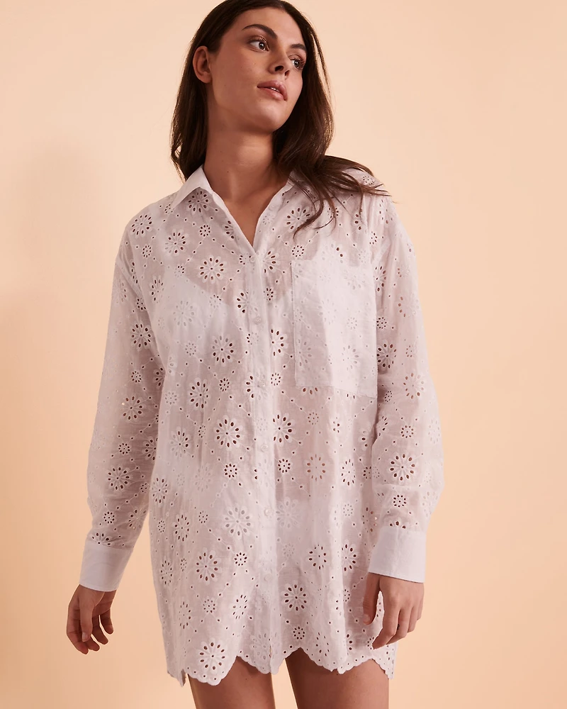 Eyelet Detail Oversized Shirt