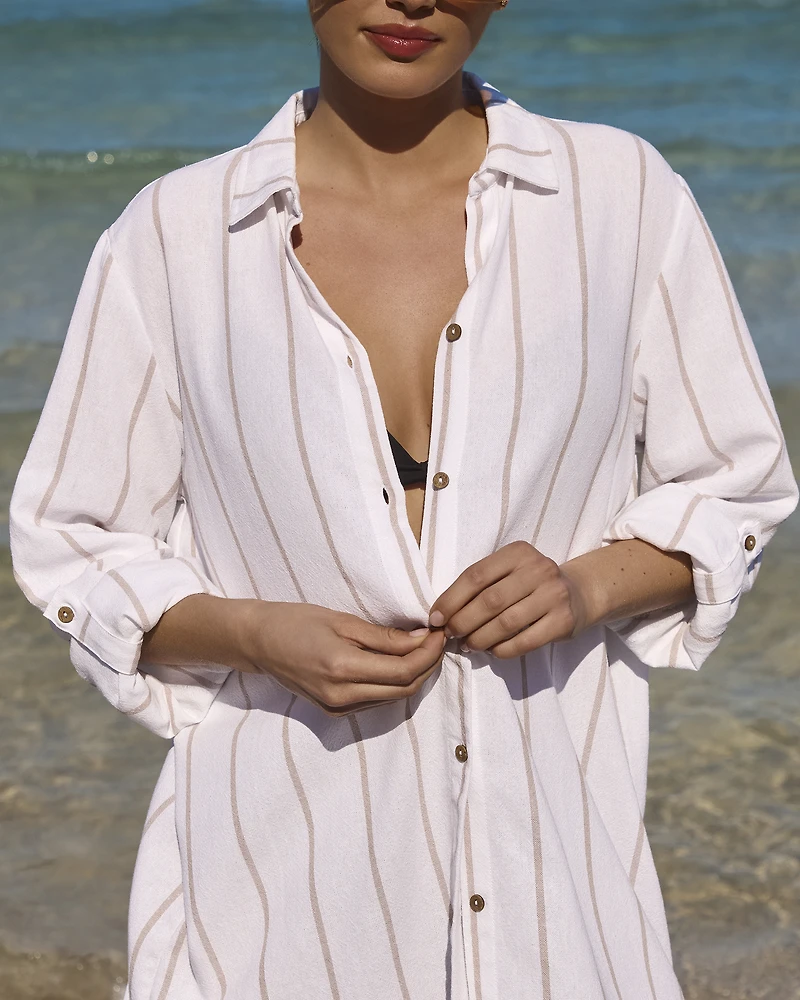 Chemise longue rayée