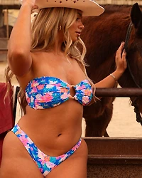 Bas de bikini taille basse couvrant Electric Palms