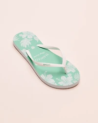 Mixed Bloom Open Toe Flip-flops