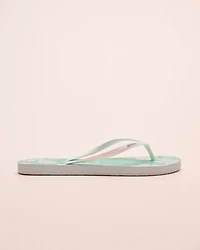 Mixed Bloom Open Toe Flip-flops
