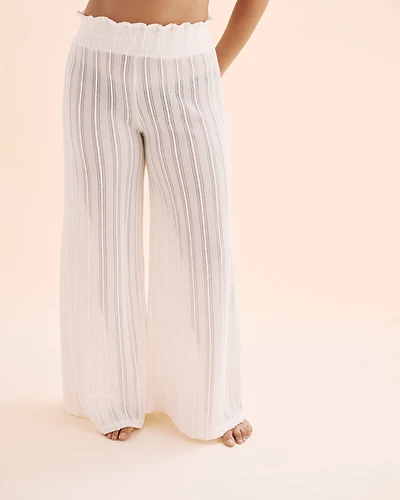 Pantalon jambe large en crochet