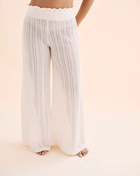 Pantalon jambe large en crochet