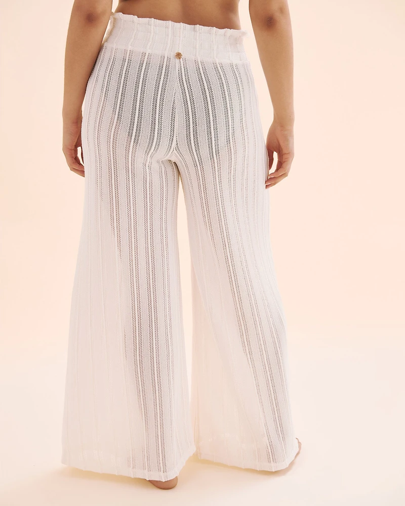 Pantalon jambe large en crochet