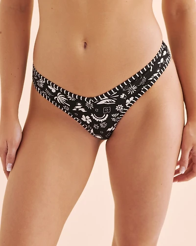 Tropical Cabo Ribbed Low Thong Bikini Bottom