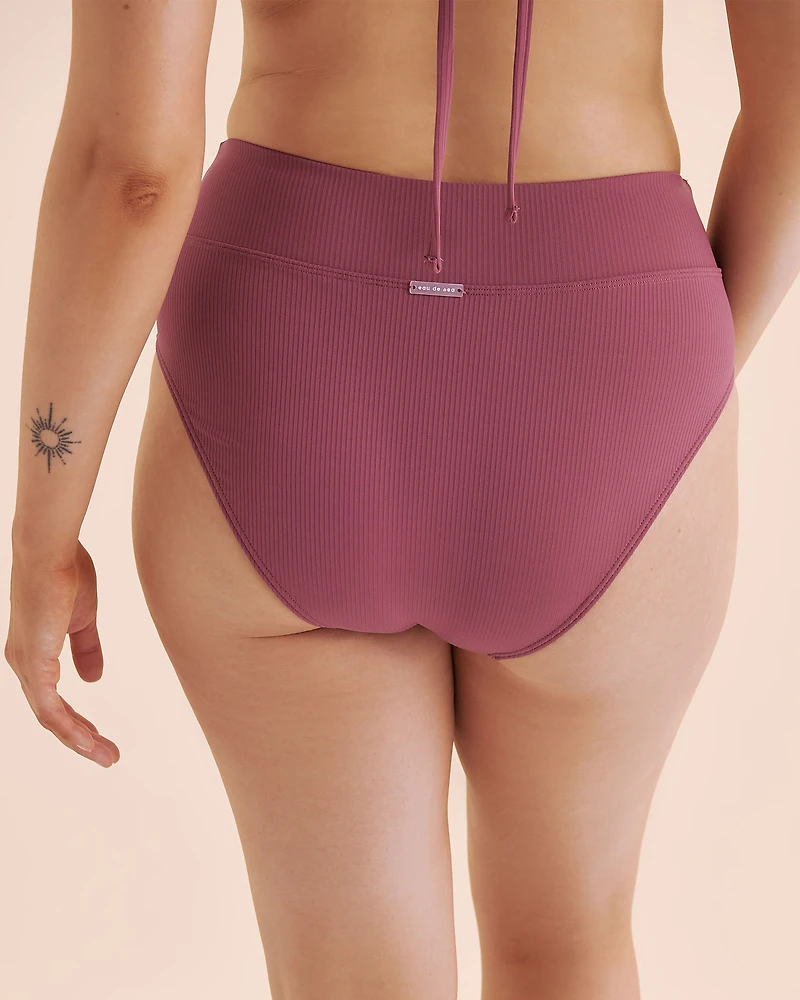 Bas de bikini taille haute côtelé