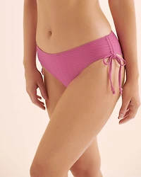 Peony Pink Textured Side Tie Bikini Bottom