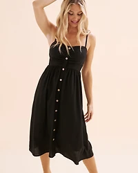 Front-buttoned striped dress