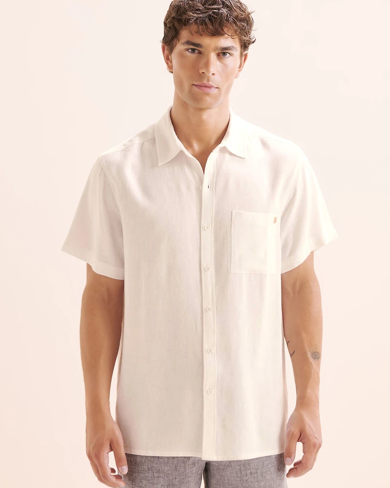 Linen Blend Short Sleeves Shirt