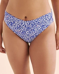 Bas de bikini taille mi-haute avec bordure rayée