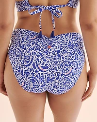 Bas de bikini taille mi-haute avec bordure rayée