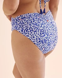 Bas de bikini taille mi-haute avec bordure rayée