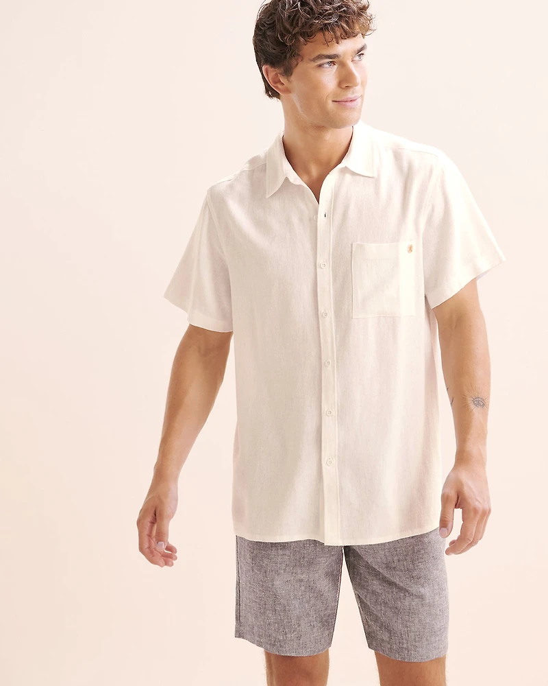 Linen Blend Short Sleeves Shirt