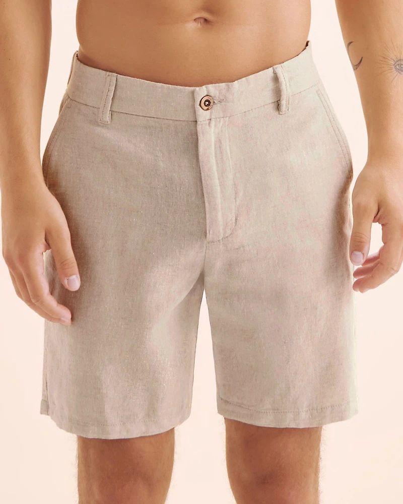 Short bermuda en mélange de lin