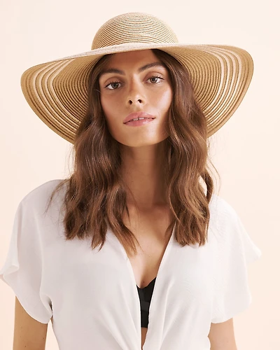 Chapeau à large bord bicolore