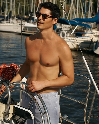 Seersucker Long Liner Volley Swimsuit