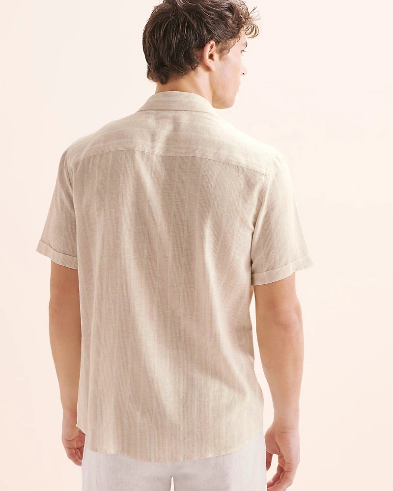 Chemise en mélange de lin rayé