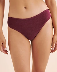 Textured Low-Rise Brazilian Bikini Bottom