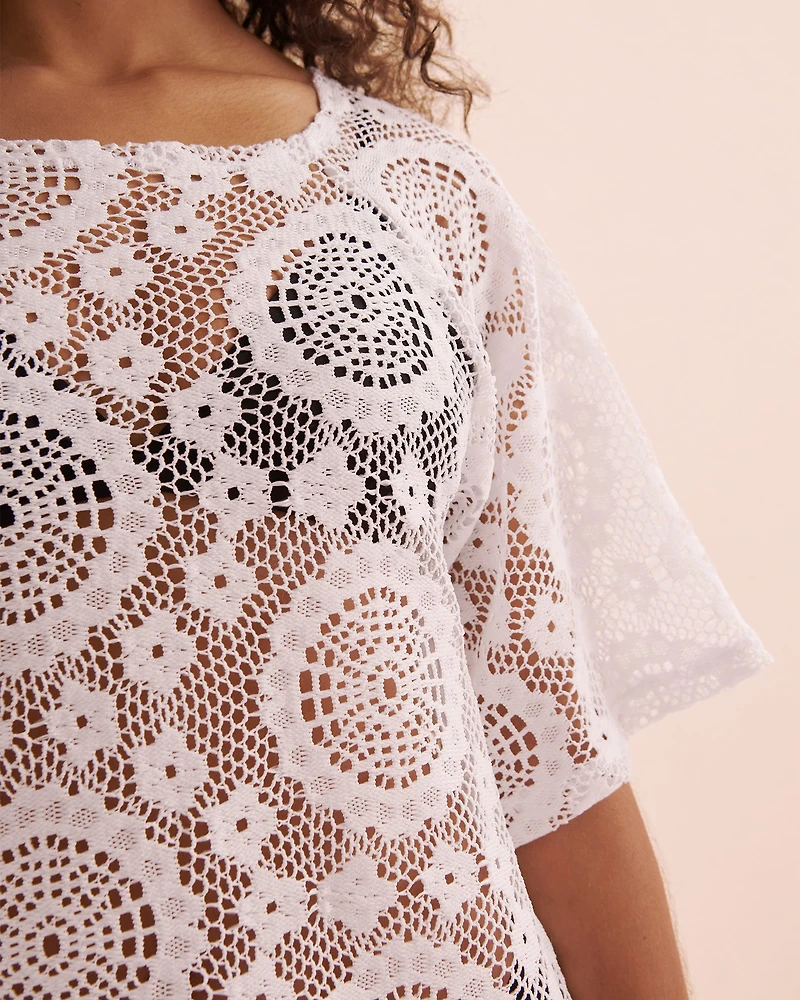 Bonbon Beach Crochet 3/4 Sleeve Tunic