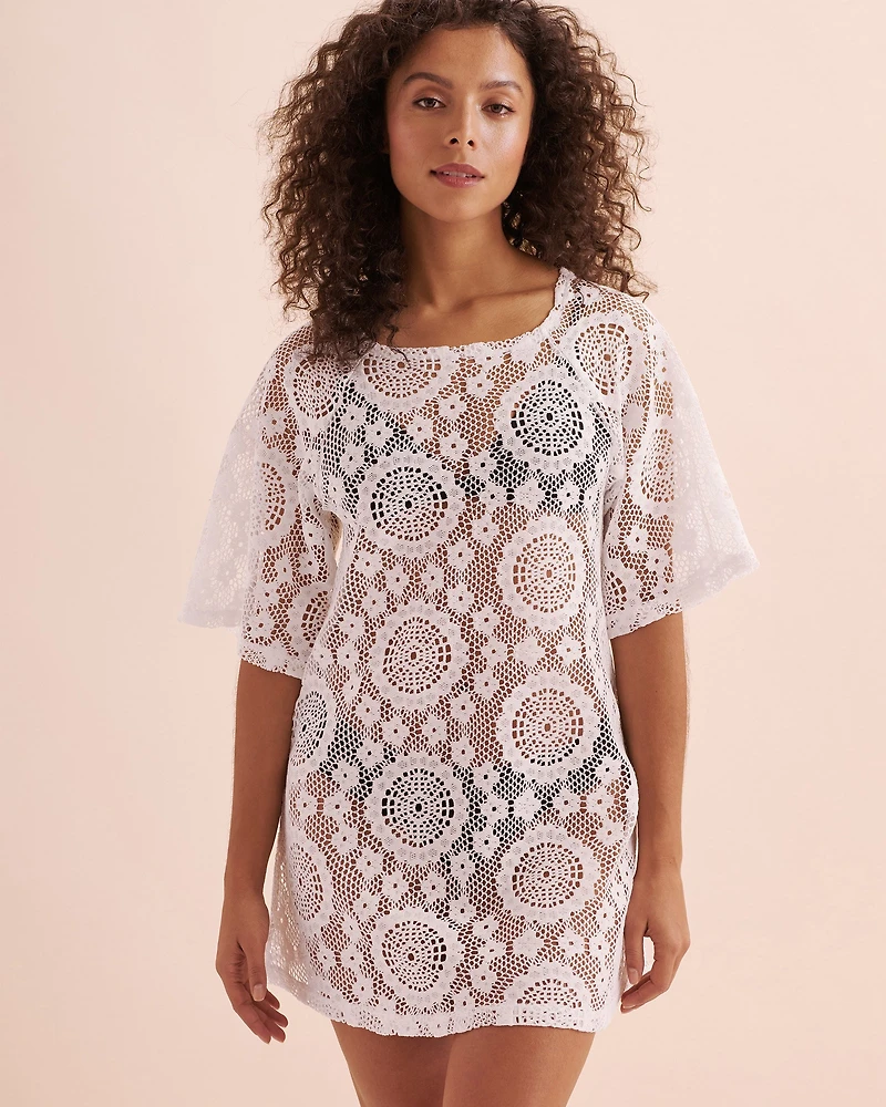 Bonbon Beach Crochet 3/4 Sleeve Tunic