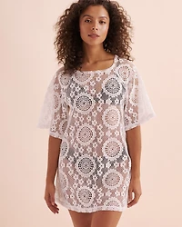 Bonbon Beach Crochet 3/4 Sleeve Tunic