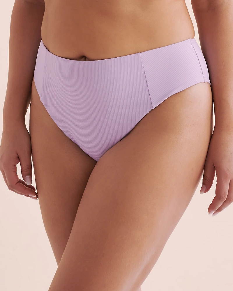 Bas de bikini brésilien taille haute côtelé Lavender