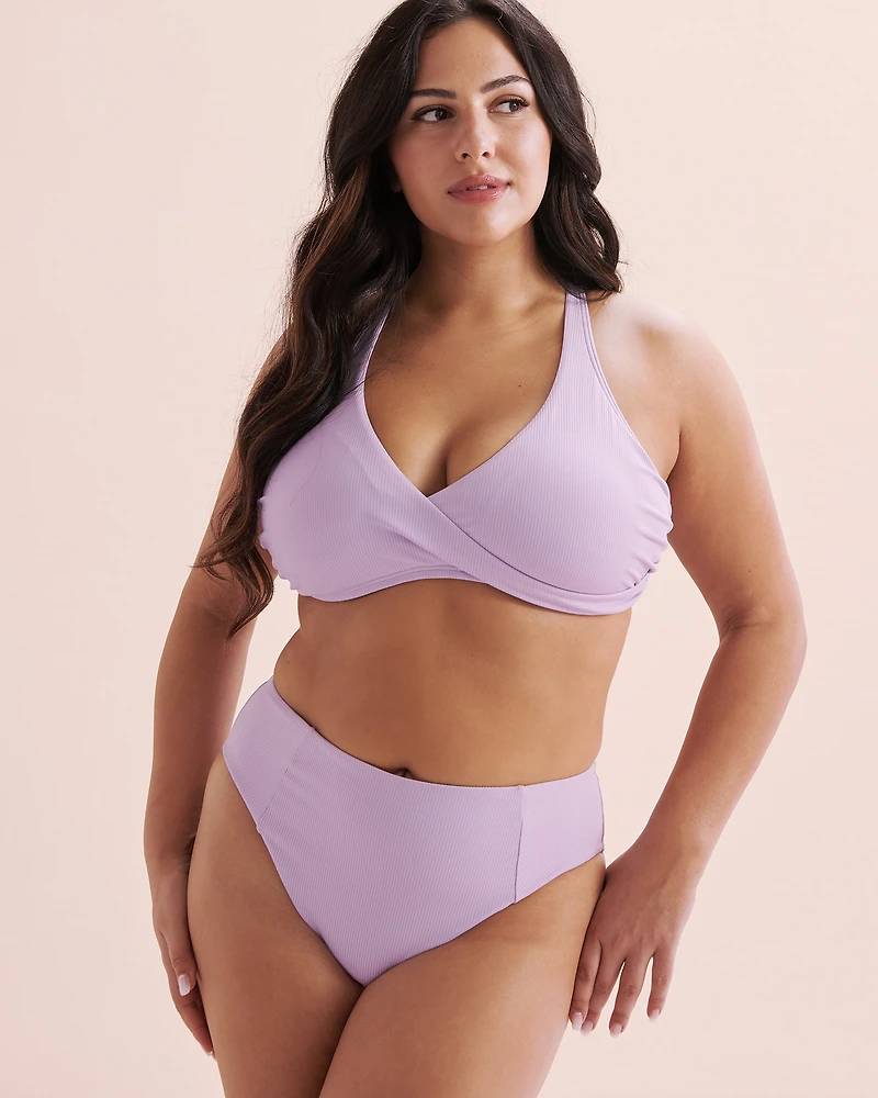 Bas de bikini brésilien taille haute côtelé Lavender