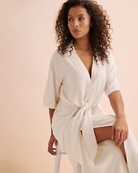 Front Tie Cover Up Short Sleeve Shirt