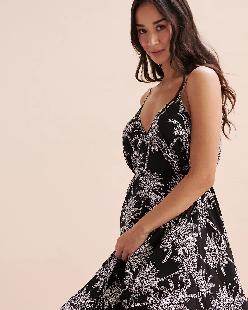 Palm Tree Long Sleeveless Dress