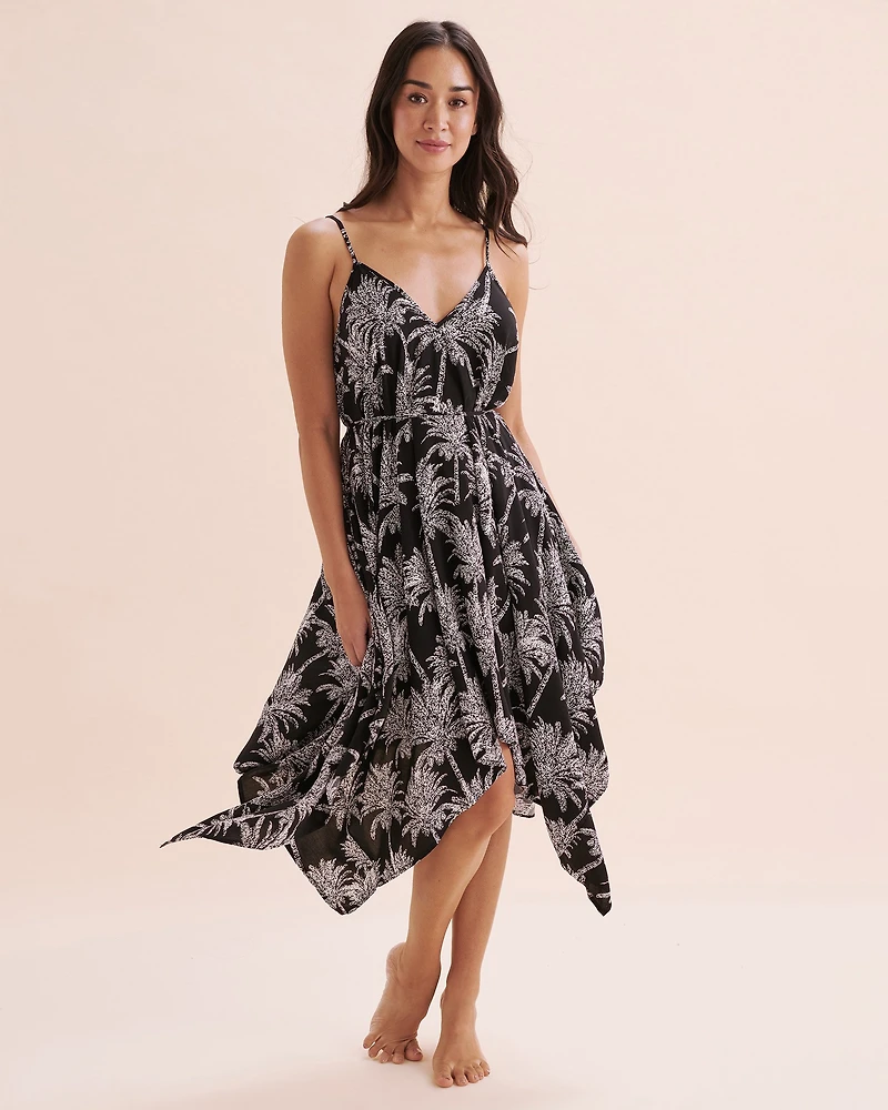 Palm Tree Long Sleeveless Dress