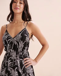 Palm Tree Long Sleeveless Dress