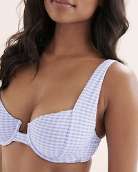 Haut de bikini plongeant Pretty Plaid