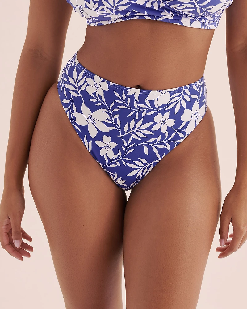 Blue Coastal High Waist Brazilian Bikini Bottom
