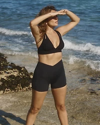 Blue Coastal High Waist Swim Short