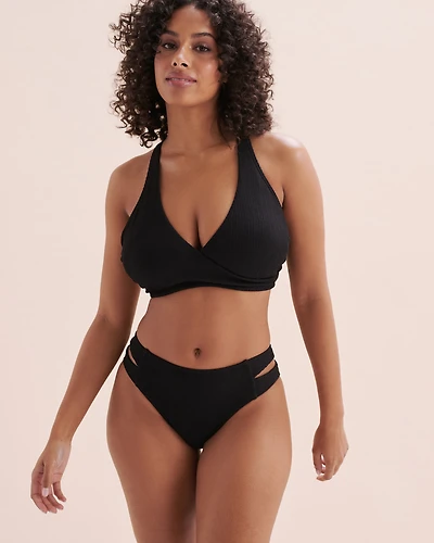 Blue Coastal Textured D Cup Bralette Bikini Top