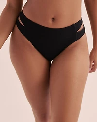 Bas de bikini taille mi-haute texturé Blue Coastal
