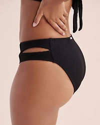 Bas de bikini taille mi-haute texturé Blue Coastal