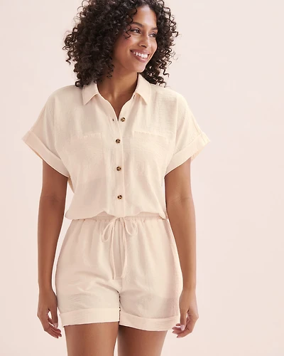 Textured Button-Up Romper