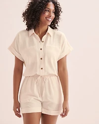 Textured Button-Up Romper